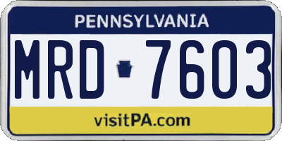 PA license plate MRD7603