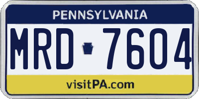 PA license plate MRD7604
