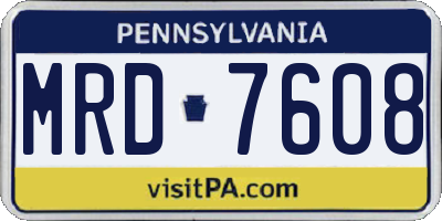 PA license plate MRD7608