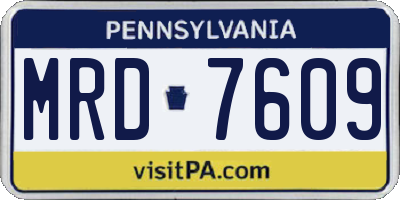 PA license plate MRD7609