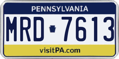 PA license plate MRD7613