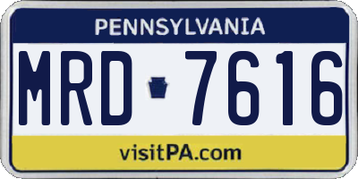 PA license plate MRD7616