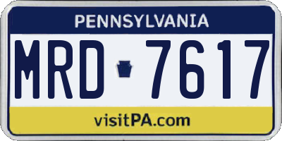 PA license plate MRD7617