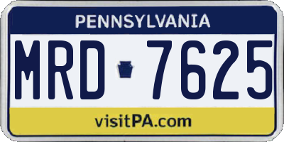 PA license plate MRD7625