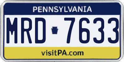 PA license plate MRD7633