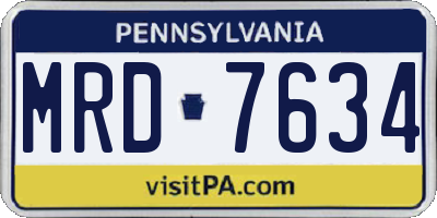 PA license plate MRD7634