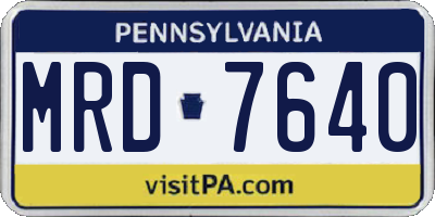 PA license plate MRD7640