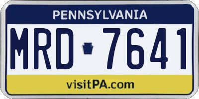 PA license plate MRD7641