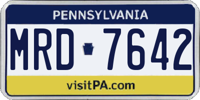 PA license plate MRD7642