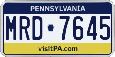 PA license plate MRD7645