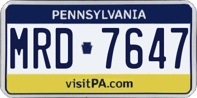 PA license plate MRD7647