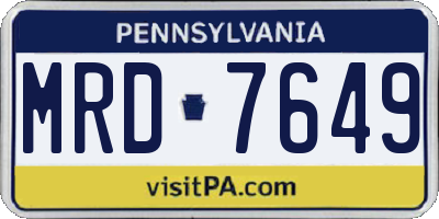 PA license plate MRD7649