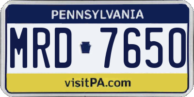 PA license plate MRD7650