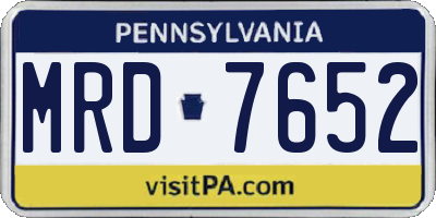 PA license plate MRD7652