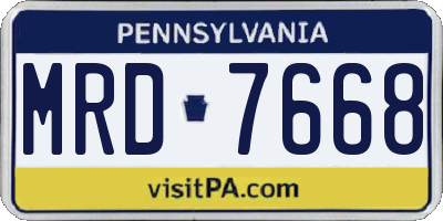 PA license plate MRD7668