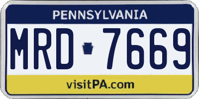 PA license plate MRD7669
