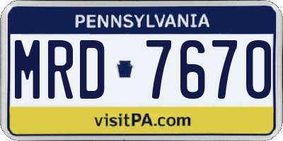 PA license plate MRD7670