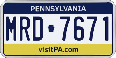 PA license plate MRD7671