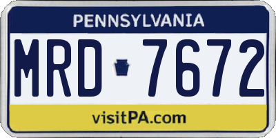 PA license plate MRD7672
