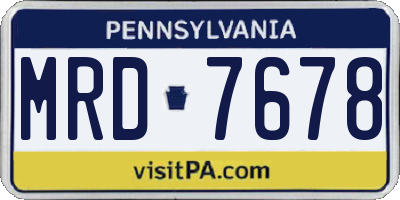 PA license plate MRD7678