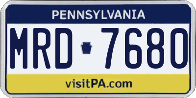 PA license plate MRD7680