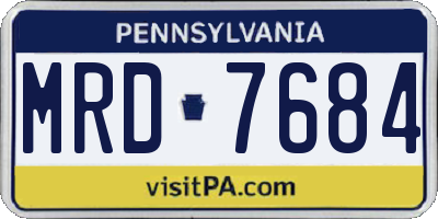 PA license plate MRD7684