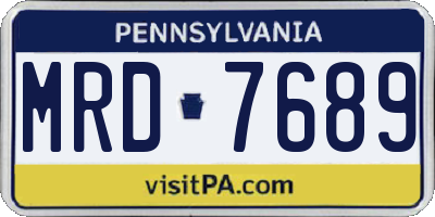 PA license plate MRD7689