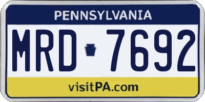 PA license plate MRD7692
