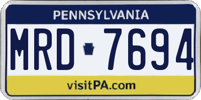 PA license plate MRD7694