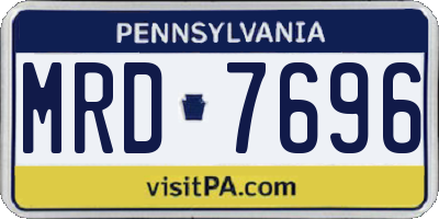 PA license plate MRD7696