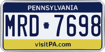PA license plate MRD7698