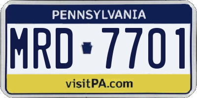 PA license plate MRD7701