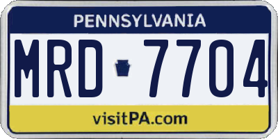 PA license plate MRD7704