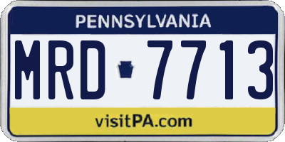 PA license plate MRD7713