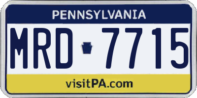 PA license plate MRD7715