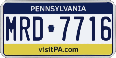 PA license plate MRD7716