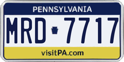 PA license plate MRD7717