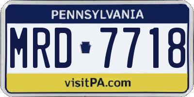 PA license plate MRD7718