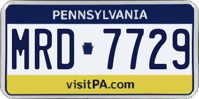 PA license plate MRD7729