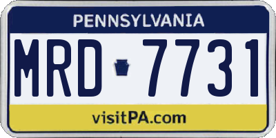 PA license plate MRD7731