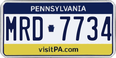 PA license plate MRD7734