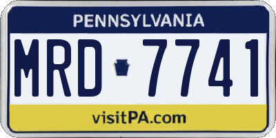 PA license plate MRD7741