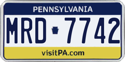 PA license plate MRD7742