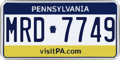 PA license plate MRD7749