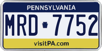 PA license plate MRD7752