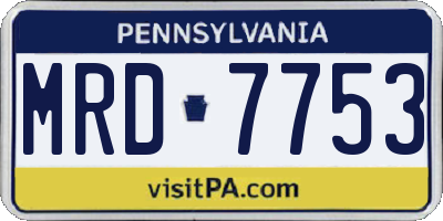PA license plate MRD7753