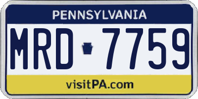 PA license plate MRD7759