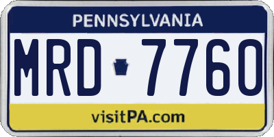 PA license plate MRD7760