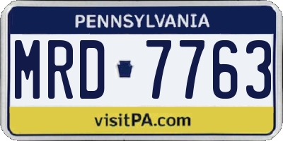 PA license plate MRD7763