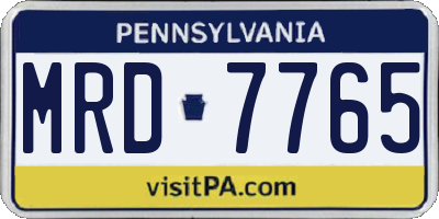 PA license plate MRD7765